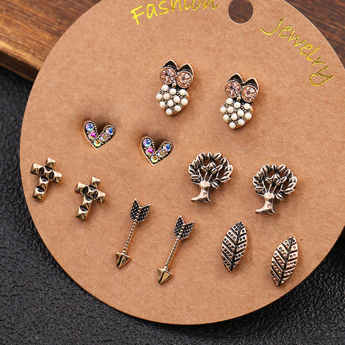 Wholesale Earrings Alloy 6 Pairs Vintage Small Stud Earrings JDC-ES-Yuhong023