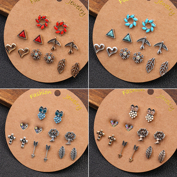 Wholesale Earrings Alloy 6 Pairs Vintage Small Stud Earrings JDC-ES-Yuhong023
