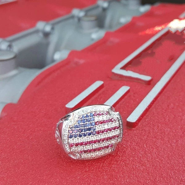 En gros 4 juillet drapeau américain Independence Day Ring Diamond Metal JDC-RS-Rongy001