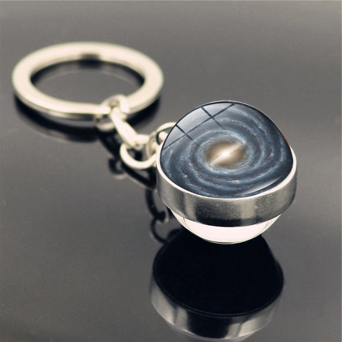 Wholesale Keychains For Backpacks Universe Space Swirl Zinc Alloy Glass Keychain JDC-KC-Hengx006