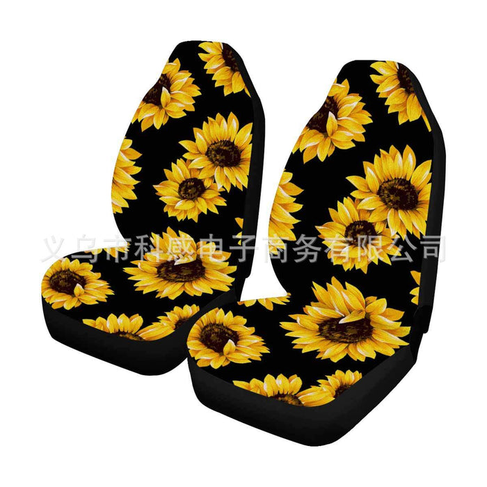 Wholesale Sunflower Car Seat Cover Sunflower Print Steering Wheel Cover Shoulder Cover Armrest Pad MOQ≥2 JDC-CA-KG001
