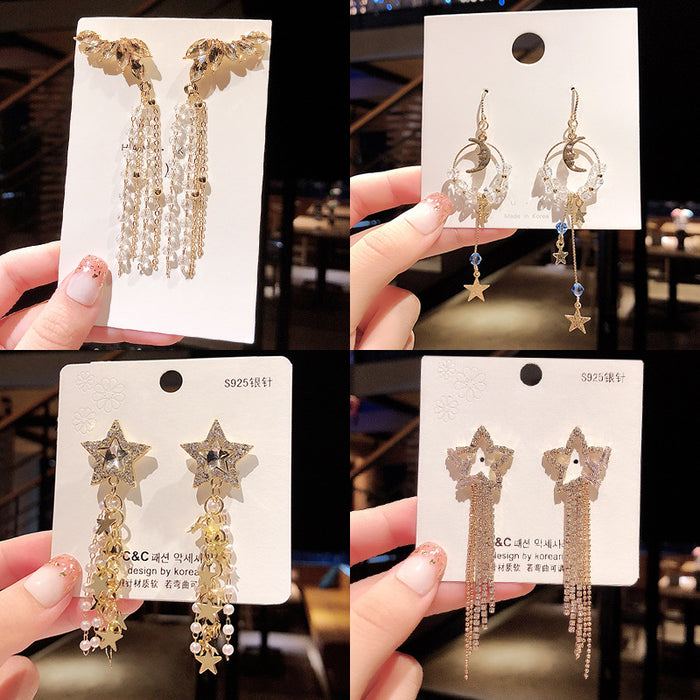 Wholesale Earrings S925 Silver Needle Tassel Pearls JDC-ES-HanJ002