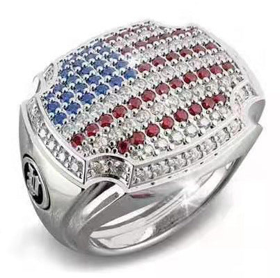 Al por mayor 4 de julio Flagación Americana Día de Independencia de Diamante Metal Ring JDC-RS-Rongy001