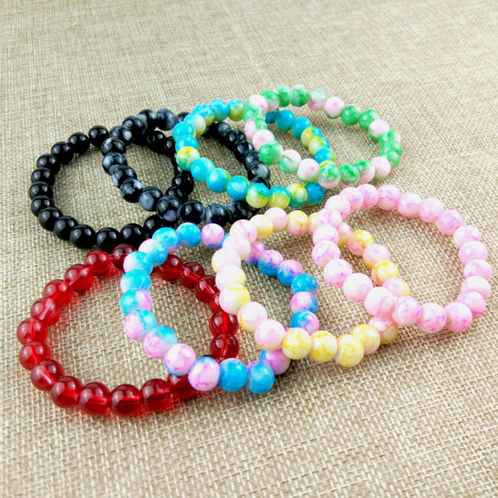 Wholesale glass paint glass beads student bracelet MOQ≥2 JDC-BT-RunQ002