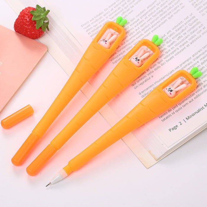 Pen de bolígrafo al por mayor plástico Lindo Pen de gel de conejo de zanahoria JDC-BP-LIUJ023