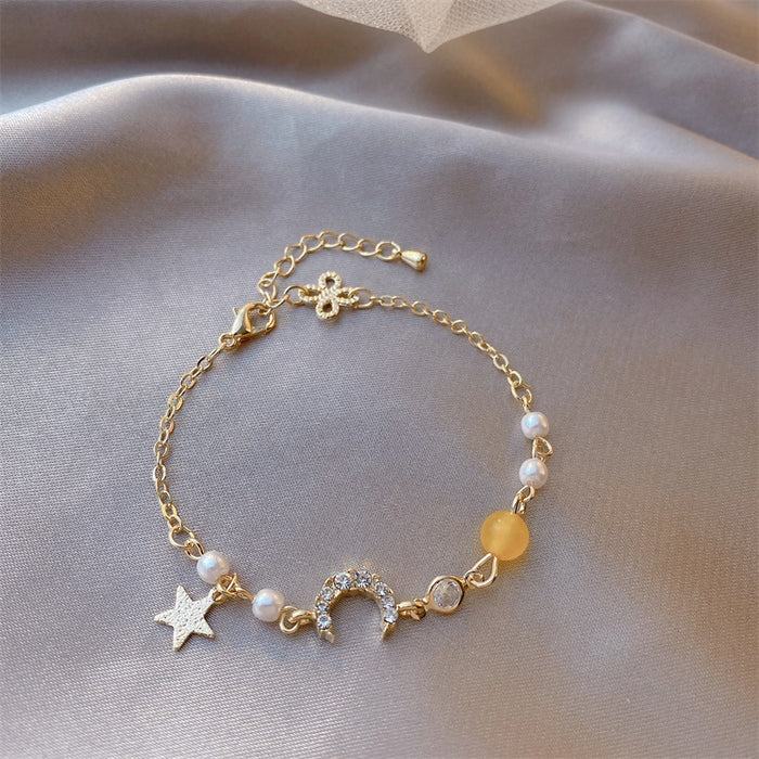 Wholesale Bracelet Copper Zircon Flash Diamond Star Moon JDC-BT-BY046