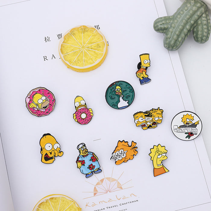Wholesale brooch Cartoon Simpson's funny personality alloy JDC-BC-QiH006