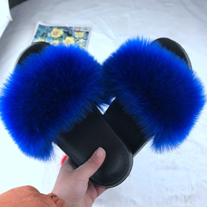 Wholesale wool slippers women imitation fox fur JDC-SP-Ximen001