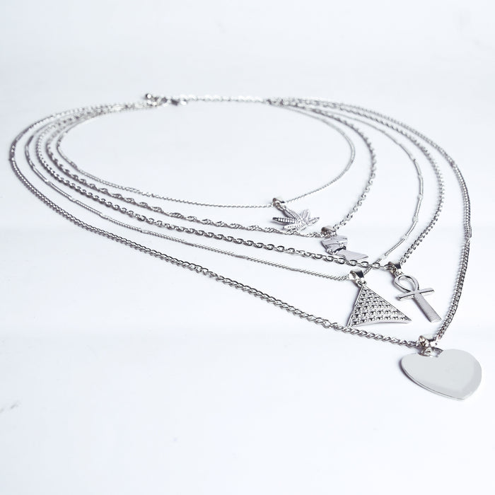 Wholesale Alloy Maple Leaf Egyptian Pharaoh Heart Pyramid Necklace JDC-NE-Gaotu004
