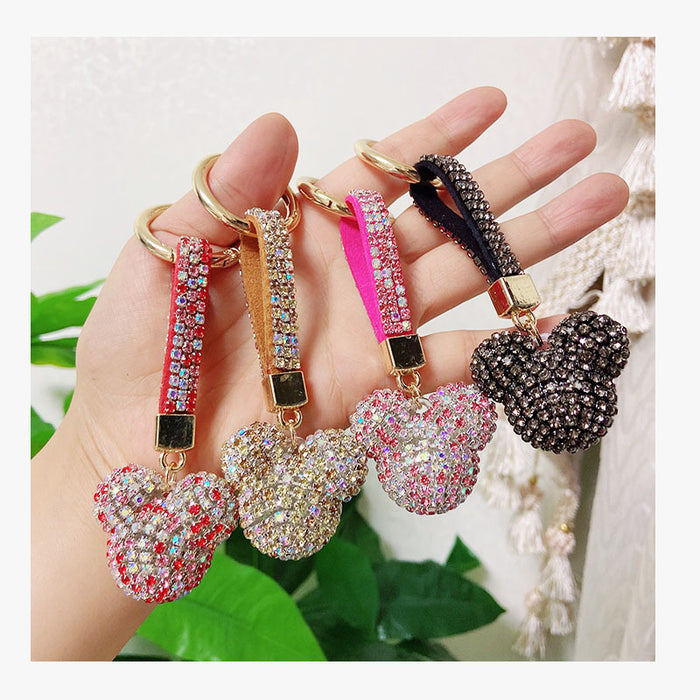 Wholesale cartoon rhinestone cute metal chain keychain MOQ≥2 （M) JDC-KC-LYa002