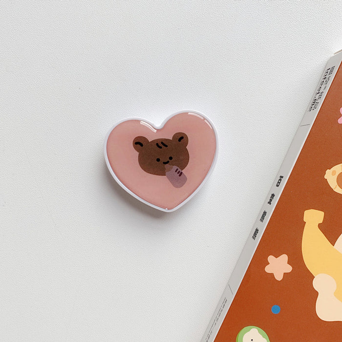 Wholesale Grips Cartoon Heart Shaped Rotatable Retractable Airbag Bracket Mobile Phone Holder JDC-PS-Chwei004