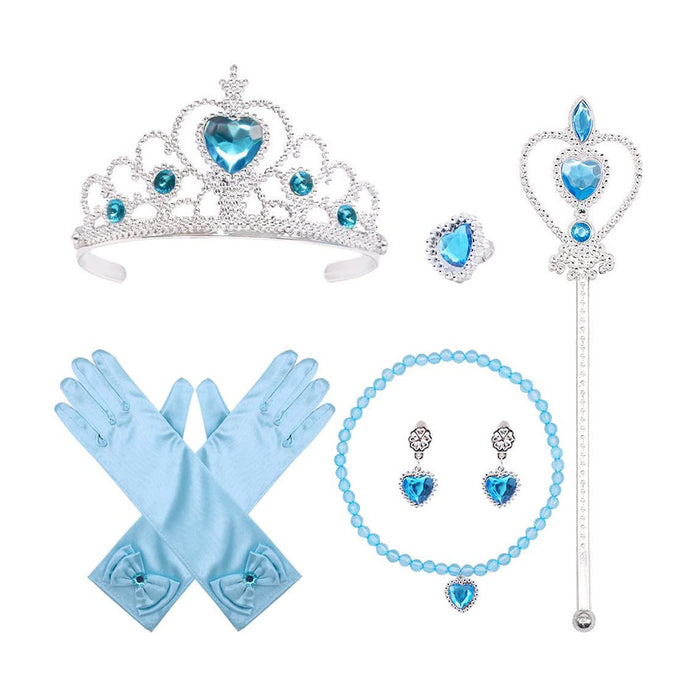 Wholesale Jewelry Sets Plastic Cloth Princess Gloves Rings Necklaces Earrings Crown Magic Wands Children MOQ≥3 JDC-ES-LanTing001