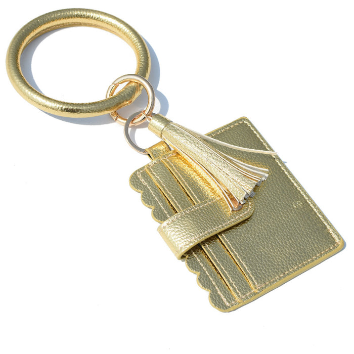 Wholesale Keychain Leather Tassel Wrist Card Holder MOQ≥3 JDC-KC-QXue010