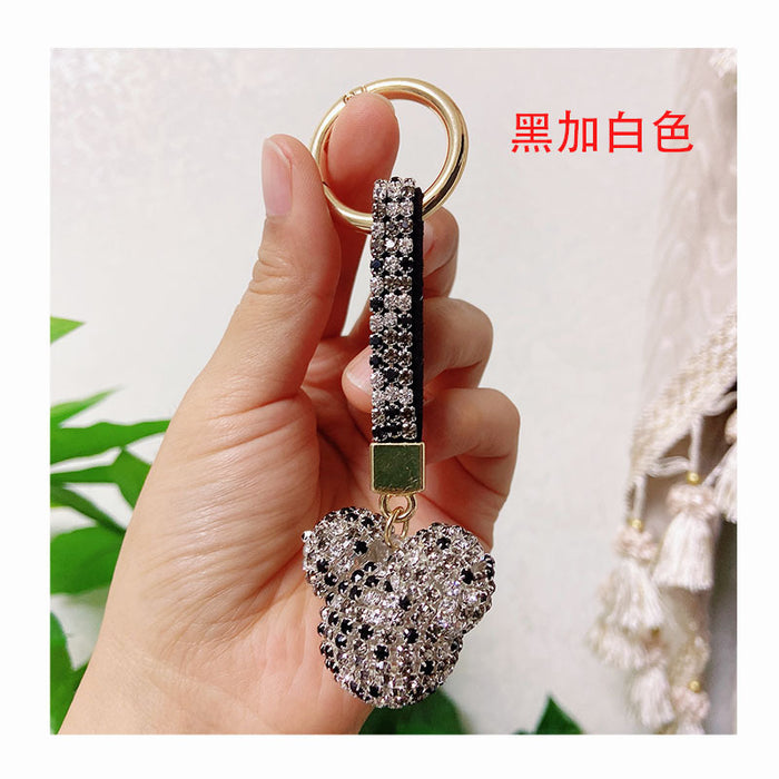 Wholesale cartoon rhinestone cute metal chain keychain MOQ≥2 （M) JDC-KC-LYa002