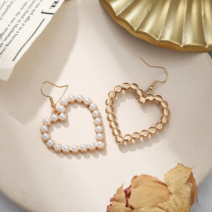Wholesale Pearl Heart Shaped Alloy Earrings JDC-ES-Haoli003