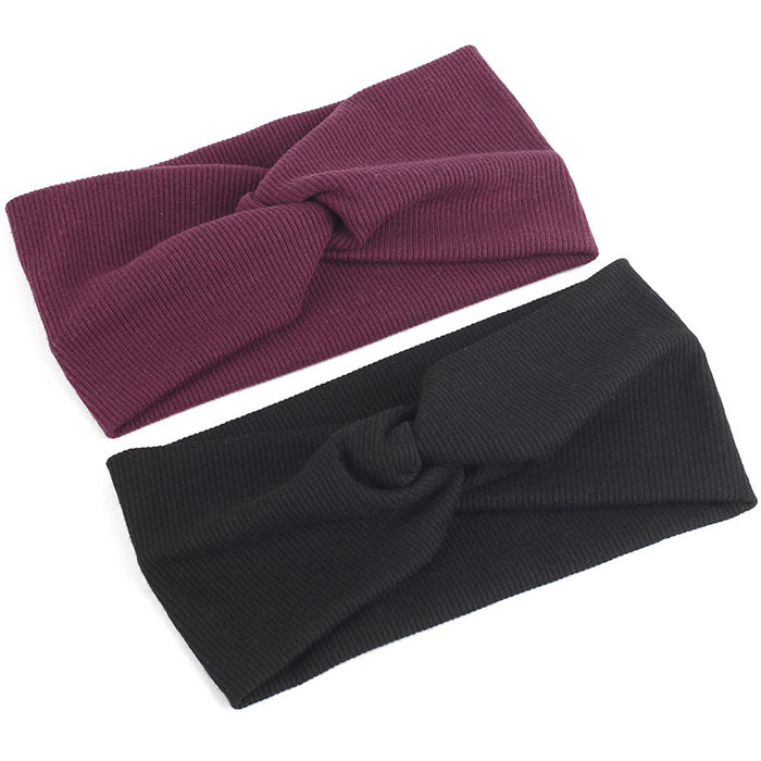 Wholesale Headband Cloth Kids Solid Color Loose Thread Stretch Cross Knotted MOQ≥2 JDC-HD-puyue001