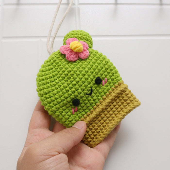 Wholesale original handmade cactus key bag extended version cute wool MOQ≥3 JDC-KC-BDXY005