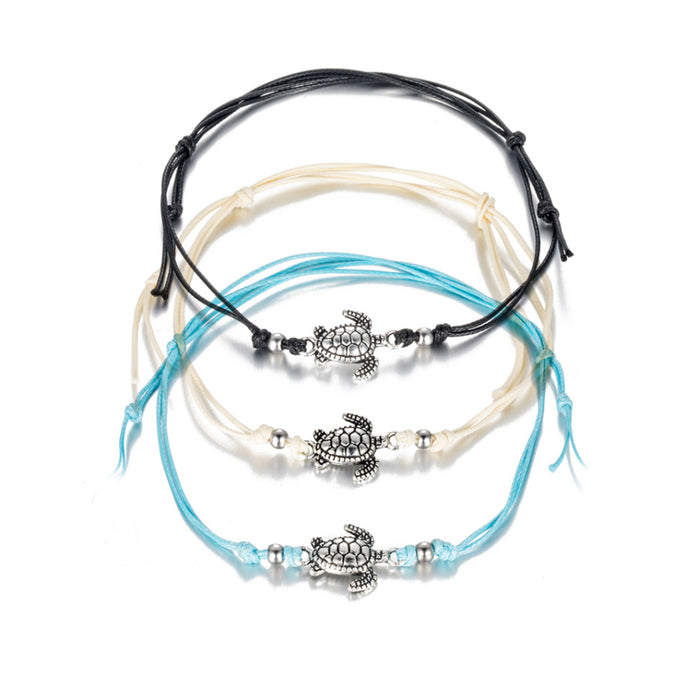 Wholesale Bohemian Wax Rope Alloy Turtle Anklet JDC-AS-YeB043