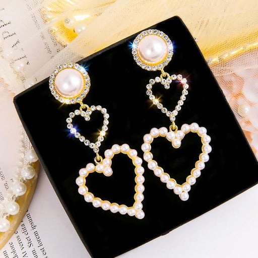 Jewelry WholesaleWholesale love pearl rhinestone long alloy earrings JDC-ES-Shuangd002 Earrings 双笛 %variant_option1% %variant_option2% %variant_option3%  Factory Price JoyasDeChina Joyas De China