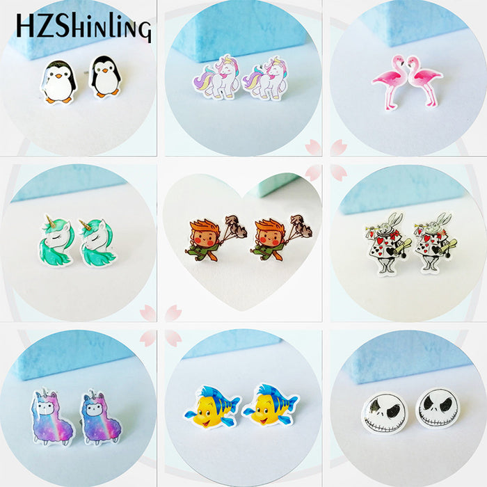 Wholesale Earrings Acrylic Heat Shrinkable Cute Cartoon MOQ≥2 (M) JDC-ES-XiangL040