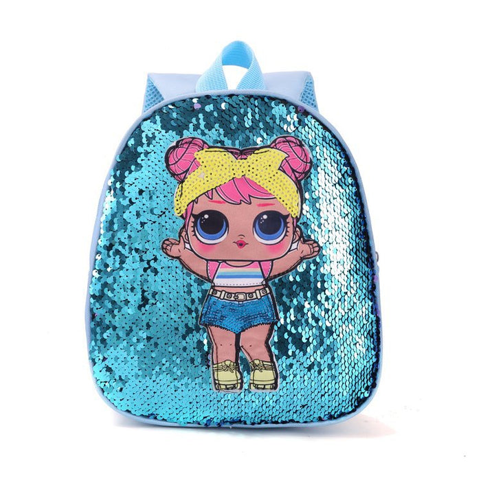 Wholesale PU Sequin Kids Backpack Cute Surprise Doll JDC-BP-Fuqian004