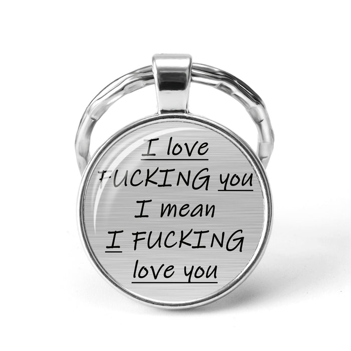 Wholesale Fucking Love You Time Gemstone Letter Alloy Glass Keychain MOQ≥2 JDC-KC-NXiong001