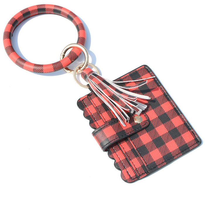 Wholesale Keychain Leather Tassel Wrist Card Holder MOQ≥3 JDC-KC-QXue010