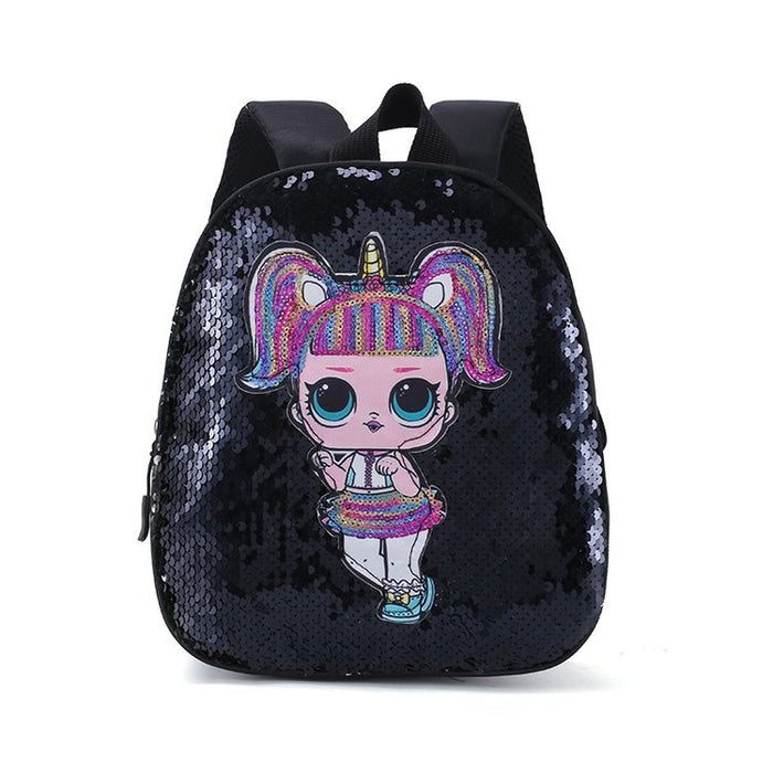 Wholesale PU Sequin Kids Backpack Cute Surprise Doll JDC-BP-Fuqian004