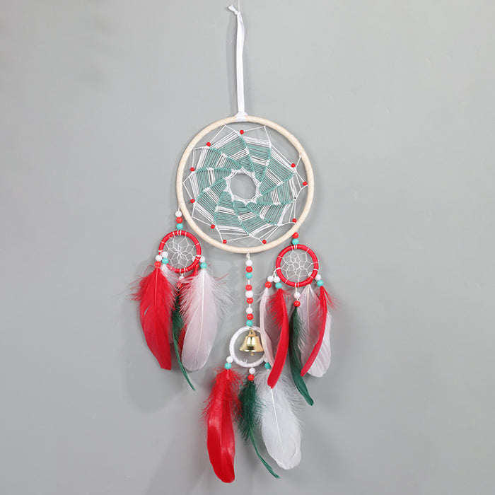 Wholesale Christmas Bells Dream Catcher Ornament Plastic circle feather MOQ≥2 JDC-DC-ZongY001