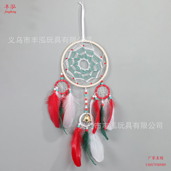 Wholesale Christmas Bells Dream Catcher Ornament Plastic circle feather MOQ≥2 JDC-DC-ZongY001