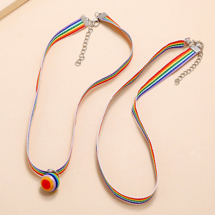 Gradiente al por mayor LGBT Rainbow Candy Color Cartoon Clavícula Cadena JDC-Ne-Zhul003