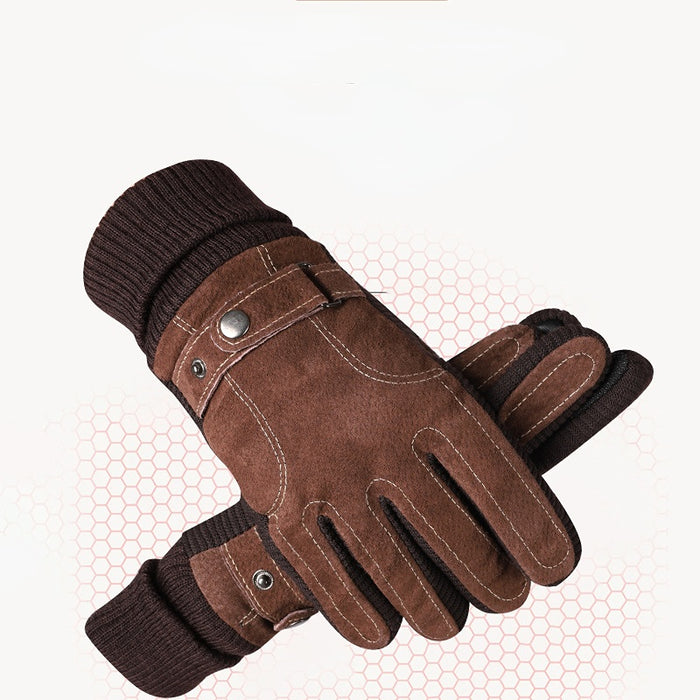 Wholesale Gloves Pigskin Brown Split Finger Winter Riding JDC-GS-DonH006