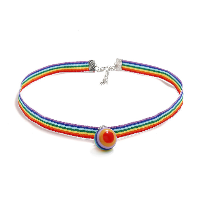 Wholesale LGBT Color Rainbow Gradient Candy Color Cartoon Clavicle Chain JDC-NE-ZhuL003