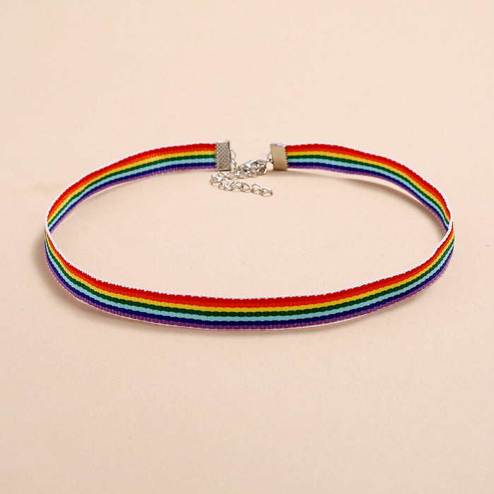 Wholesale LGBT Color Rainbow Gradient Candy Color Cartoon Clavicle Chain JDC-NE-ZhuL003
