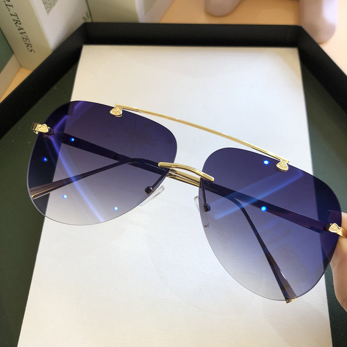 Wholesale Sunglasses Resin Lens Gradient Rimless Metal Frames MOQ≥2 JDC-SG-JiaZ001