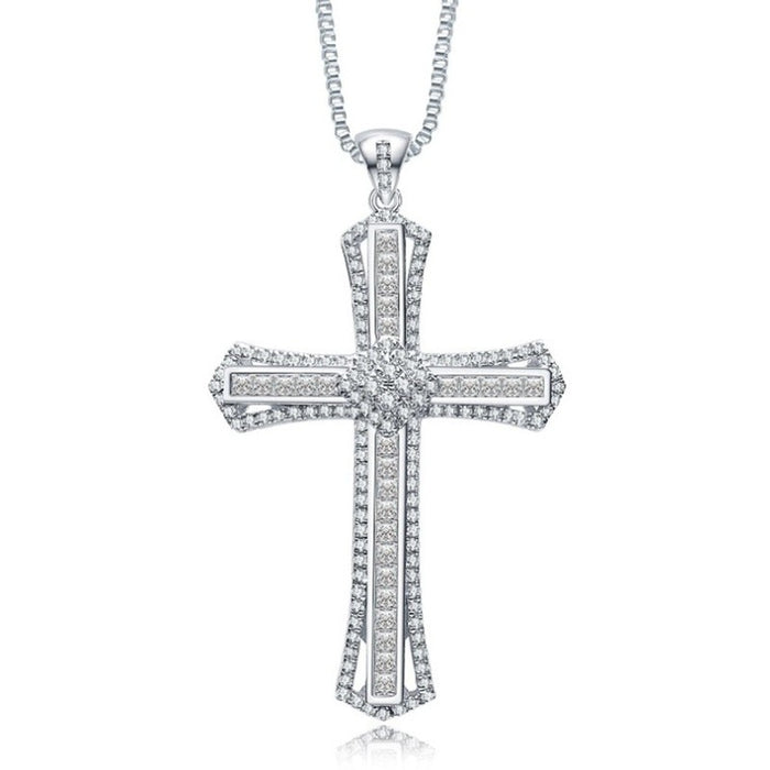 Wholesale Cross Necklace Men Ladies Zircon Pendant Clavicle Chain JDC-NE-ShengL001