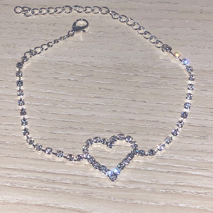 Wholesale Beach All-match Rhinestone Heart Anklet JDC-AS-Xins026