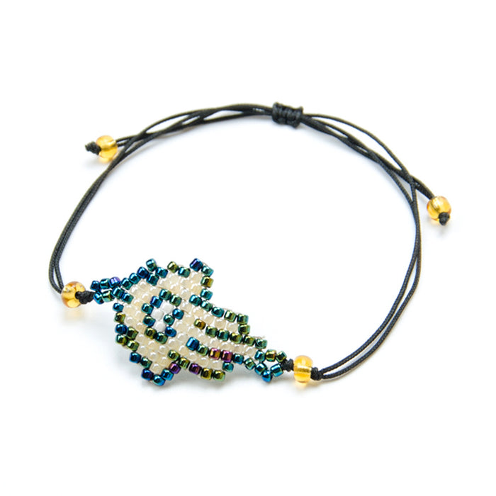 Wholesale Bracelet Glass Rice Beads Fatima Palm Hand Beaded JDC-BT-GBH135