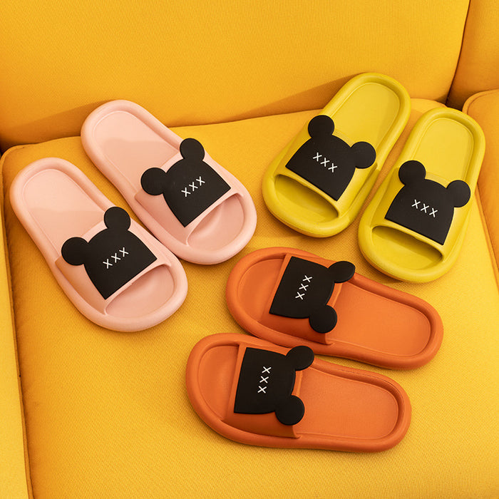 Wholesale parent-child summer men and women couples household non-slip cartoon violent bear sandals and slippers JDC-SP-MKS003