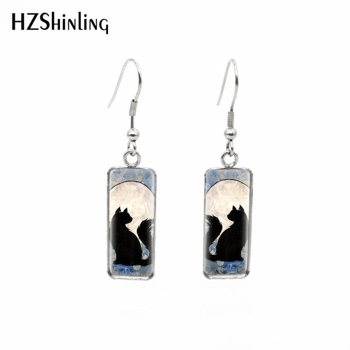 Wholesale earrings stainless steel black cat MOQ≥2 (M) JDC-ES-xiangl020