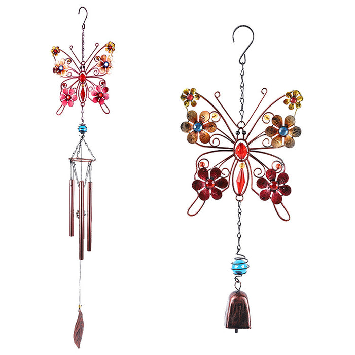 Wholesale Butterfly Painted Metal Iron Glass Acrylic Wind Chime JDC-WC-ZYang008