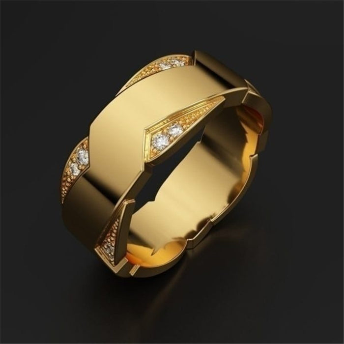 Wholesale 18K Gold Diamond Alloy Men Rings JDC-RS-LongR010