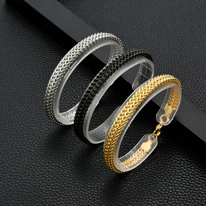 Wholesale Men's Bracelets Titanium  Leather Square Scales JDC-BT-YiS012