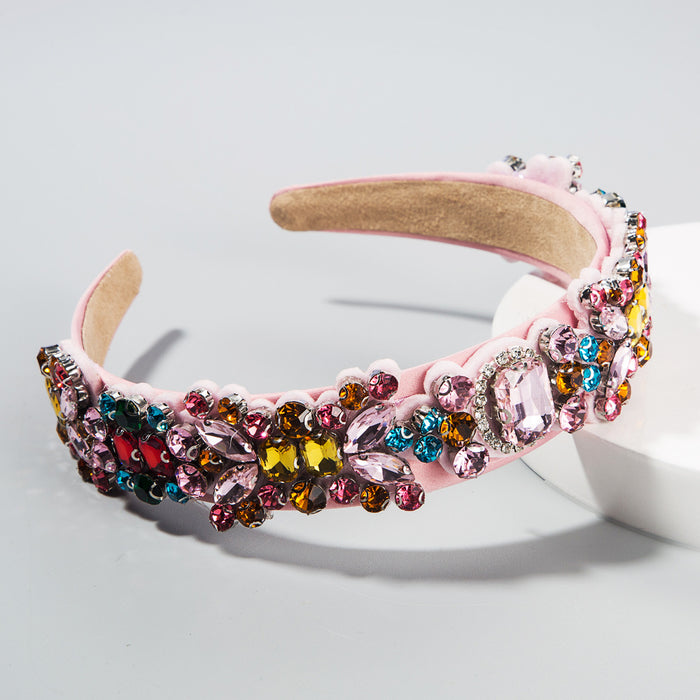 Wholesale creative baroque vintage headband with colorful rhinestones JDC-HD-Heim021