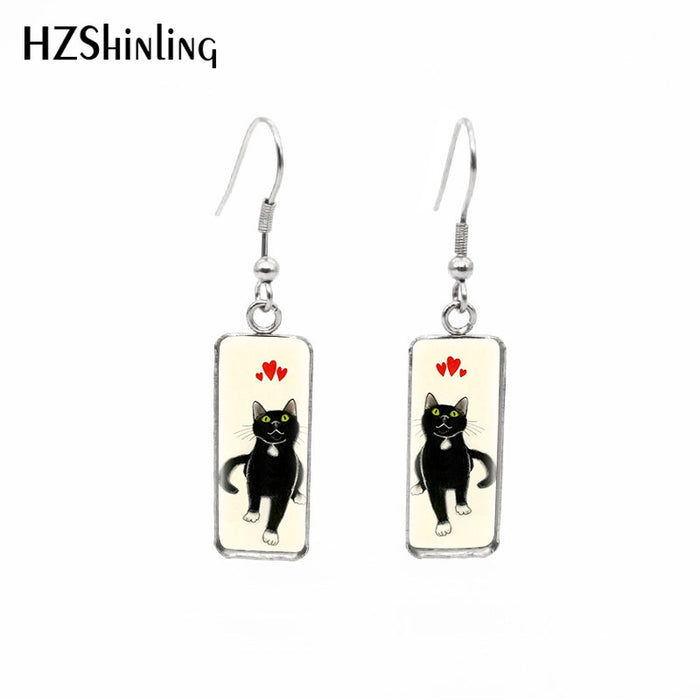 Wholesale earrings stainless steel black cat MOQ≥2 (M) JDC-ES-xiangl020