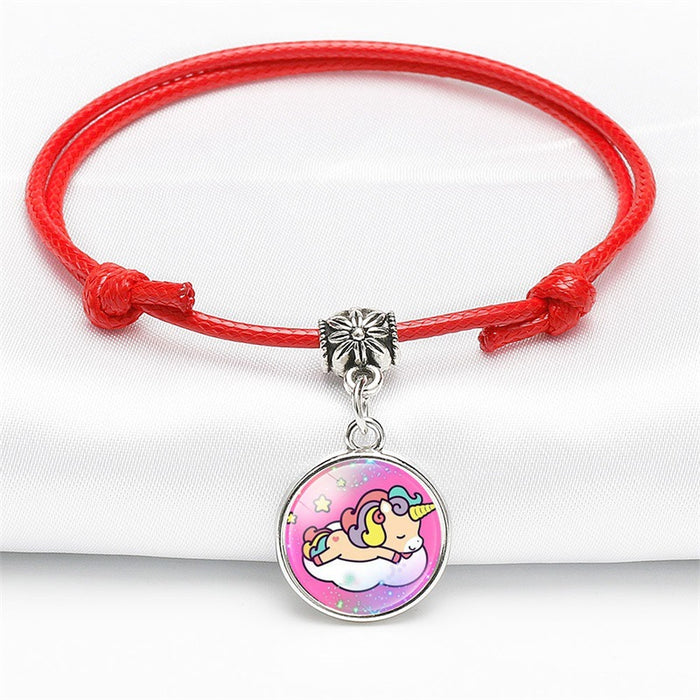 Wholesale Bracelet Cowhide Glass Cartoon Pony Unicorn JDC-BT-NingX014