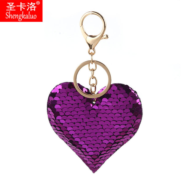 Wholesale Keychains Alloy Reflective Shiny Heart MOQ≥2 JDC-KC-PRY023