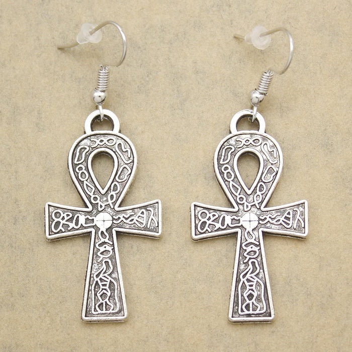 Wholesale Anker Cross Alloy Earrings MOQ≥2 JDC-ES-Caitao013