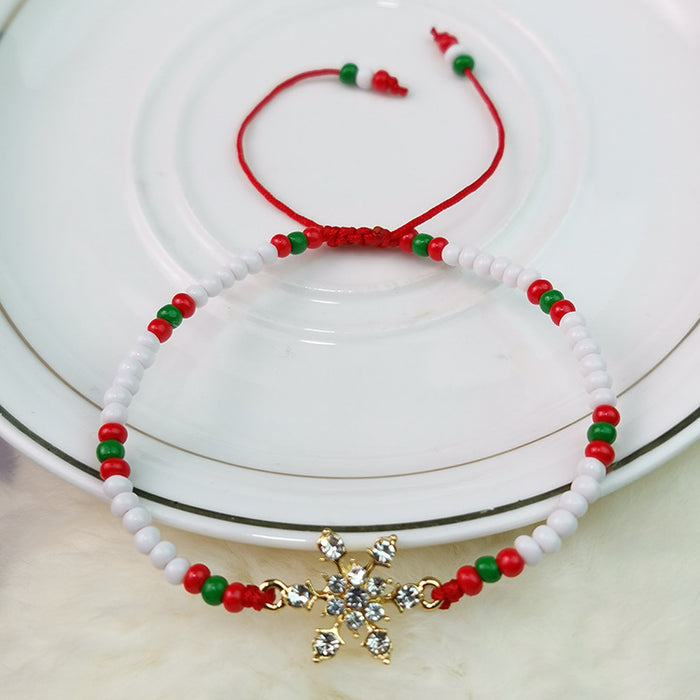 Wholesale Bracelet Christmas Crystal Beaded Braided Adjustable MOQ≥2 JDC-BT-HaoL033