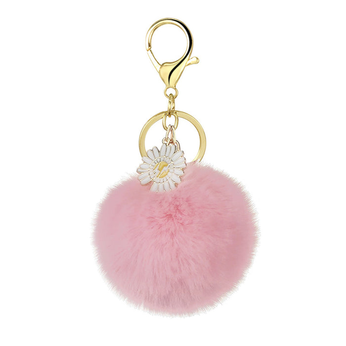 Jewelry WholesaleWholesale rex rabbit hair daisies keychain MOQ≥10 JDC-KC-YZ014 Keychains 永泽 %variant_option1% %variant_option2% %variant_option3%  Factory Price JoyasDeChina Joyas De China